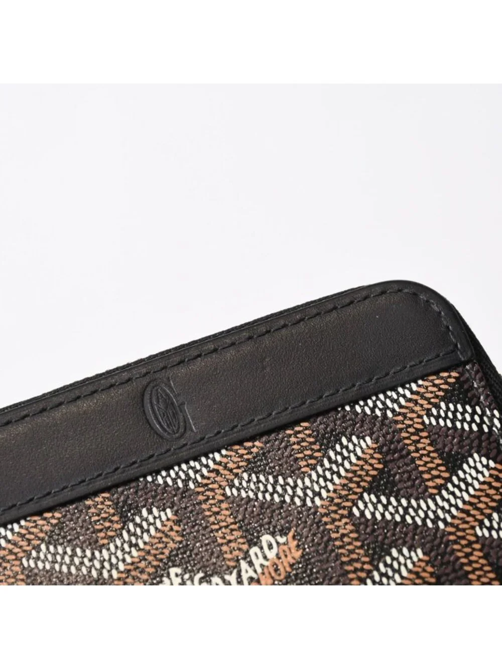 Goyard Matignon PM Card Case Coin Purse Din Canvas Leather Black Silver